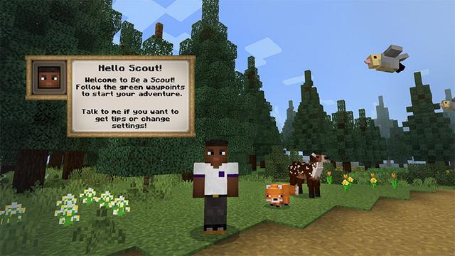 Screenshot from the Minecraft Bedrock DLC Be a Scout!