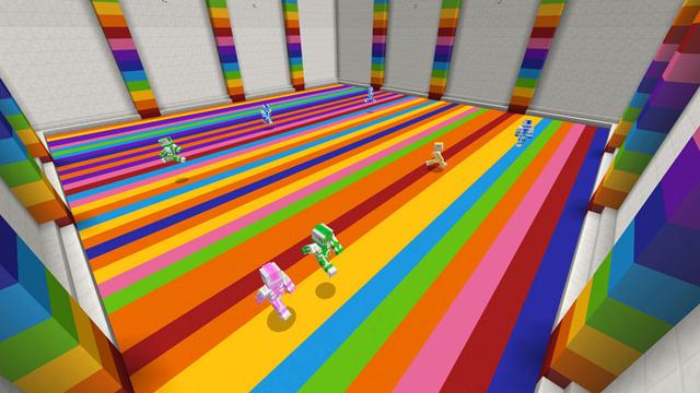 Screenshot from the Minecraft Bedrock DLC Crazy Rainbow Games