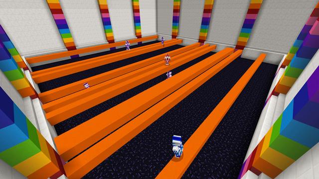 Screenshot from the Minecraft Bedrock DLC Crazy Rainbow Games