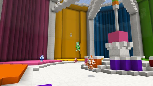 Screenshot from the Minecraft Bedrock DLC Crazy Rainbow Games