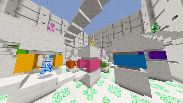 Screenshot from the Minecraft Bedrock DLC Crazy Rainbow Games