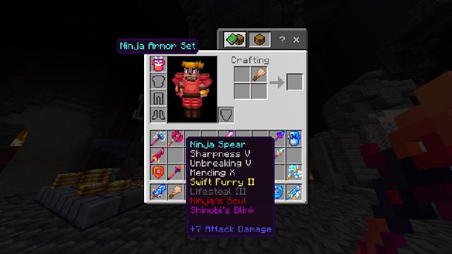 Screenshot from the Minecraft Bedrock DLC ENCHANTMENTS++