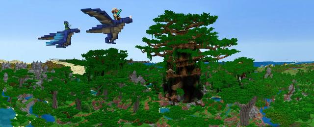 Panorama from the Minecraft Bedrock DLC Giant Tree Adventure