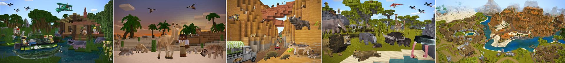 Panorama from the Minecraft Bedrock DLC Safari Explorers