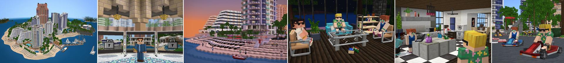 Panorama from the Minecraft Bedrock DLC Seaside City