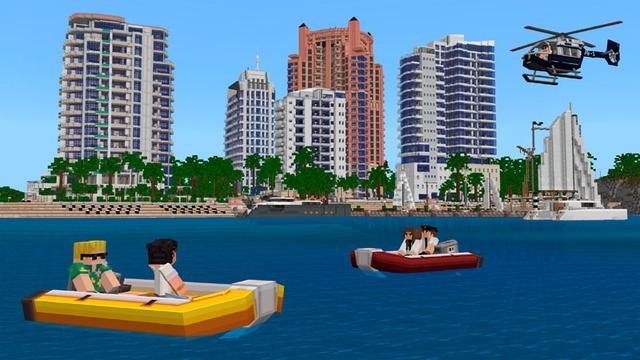 Screenshot from the Minecraft Bedrock DLC Seaside City