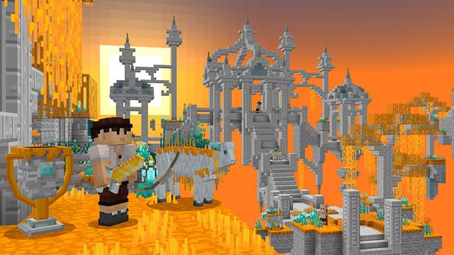 Screenshot from the Minecraft Bedrock DLC Skylands Adventure