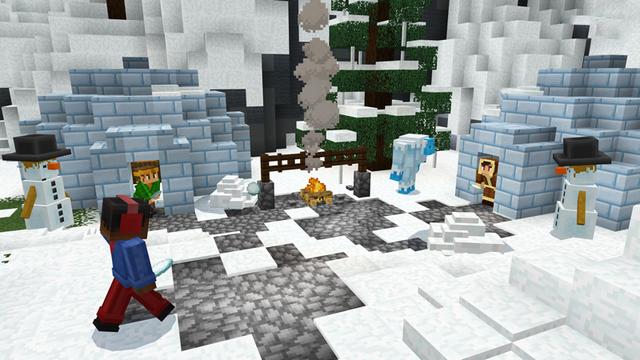Screenshot from the Minecraft Bedrock DLC Snowball Fight