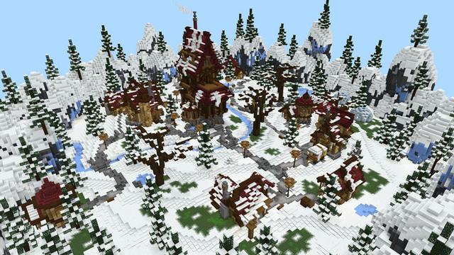 Screenshot from the Minecraft Bedrock DLC Snowball Fight