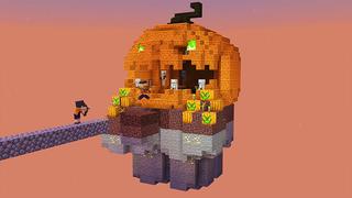 Screenshot from the Minecraft Bedrock DLC Spooky Scary Skyblock