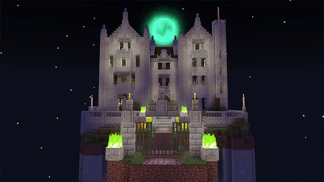 Screenshot from the Minecraft Bedrock DLC Spooky Scary Skyblock