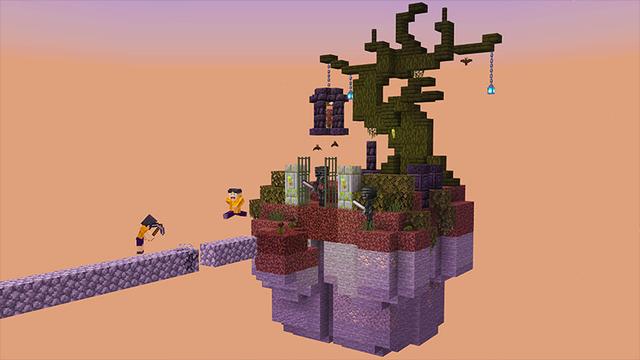 Screenshot from the Minecraft Bedrock DLC Spooky Scary Skyblock