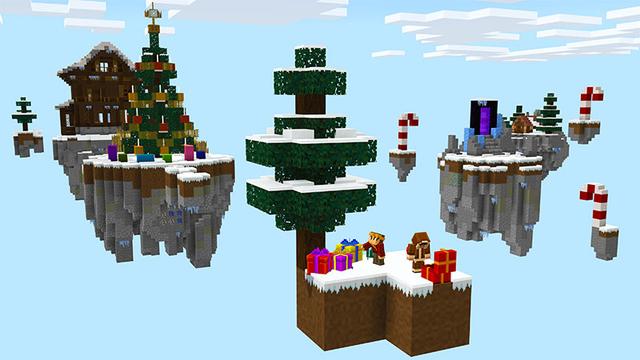 Screenshot from the Minecraft Bedrock DLC Winter Skyblock