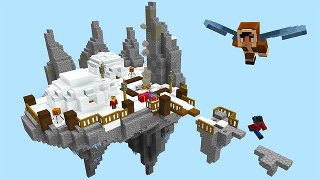 Screenshot from the Minecraft Bedrock DLC Winter Skyblock